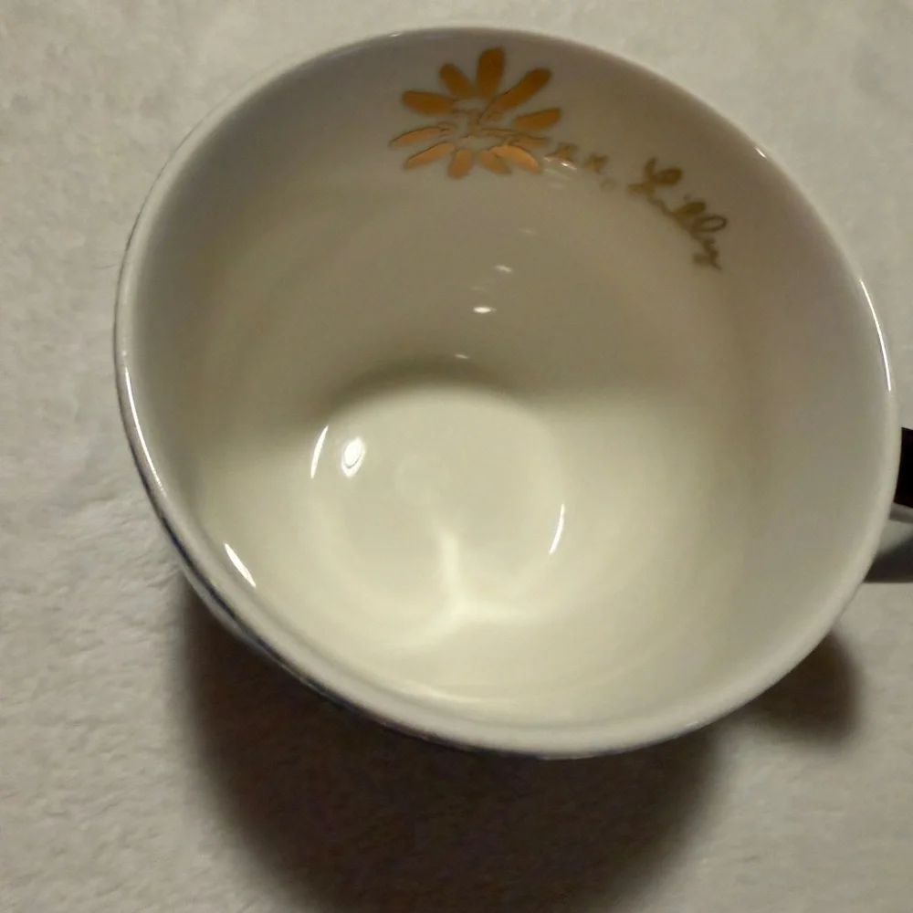 Lilly Pulitzer Y2K Floral Coffee Mug “xx, Lilly” gold Signature chunky soup mug